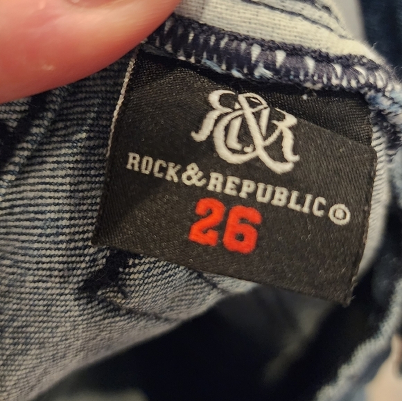 Rock & Republic Stella straight jeans. Embellished pockets. Women's size 26 - Picture 6 of 16